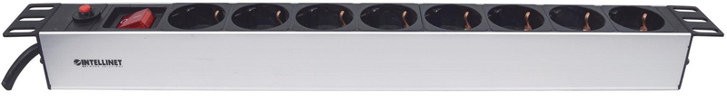 German type, with on/off switch and overload protection, 3m power cord (euro 2-pin plug) - power strip (rack-mountable) - ac 250 v - input: cee 7/4 - output connectors: 8 (cee 7/3) - 1u - 19" - 3 m - germany - black, , medium-null