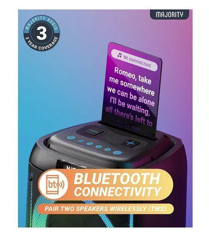 Majority speakers portable karaoke pulse p4 420w wireless mic bt/USB/rgb uk, , medium-null
