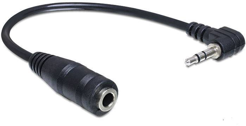 Delock / audio adaptor / stereo micro jack (m) to stereo mini jack (f) / 14 cm / black / angled connector, , medium-null