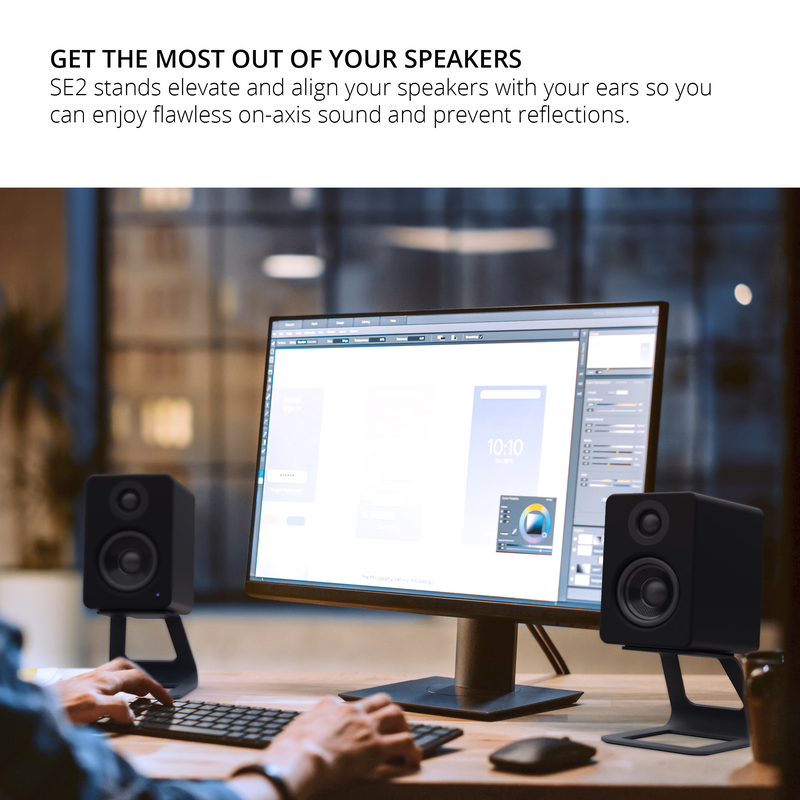 Kanto se2 elevated desktop speaker stands for small speakers - black, pair-null