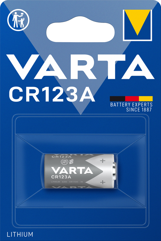 Varta lithium cylindrical cr123a, cr17345 (round cell battery, 3v) pack of 1, , medium-null
