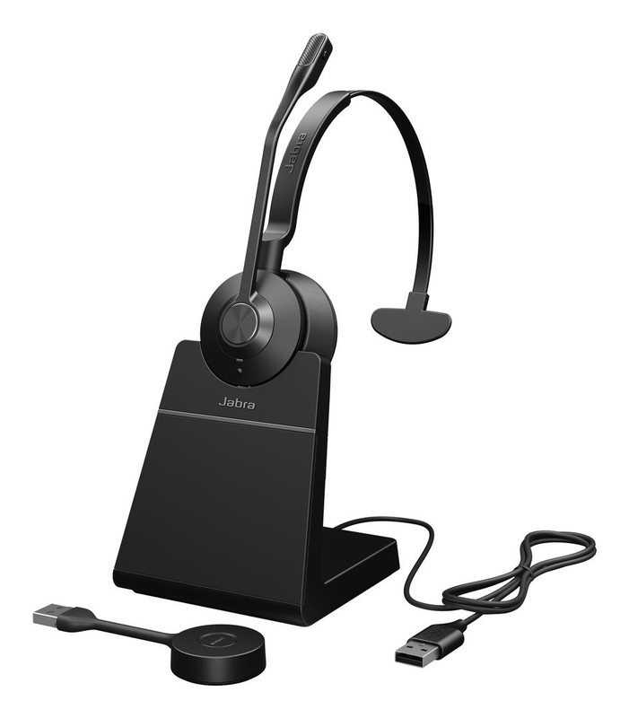 Jabra engage 55 se mono uc on-ear dect wireless headset USB-a adapter charging stand 150m range safetone 2.0 black-null
