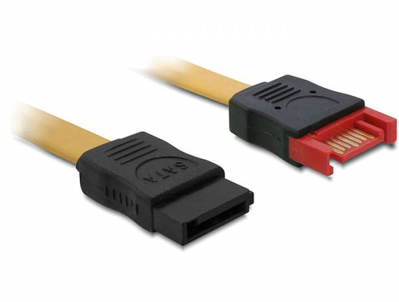Delock cable sata extension / sata extension cable / serial ata 150/300/600 / sata (m) to sata (f) / 30 cm / straight connector / yellow, , medium-null