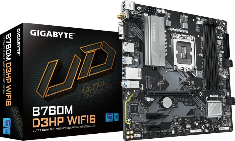 Gigabyte b760m d3hp Wi-Fi6 motherboard | intel b760 | lga1700 | ddr5 | micro atx | pcie 4.0 | gbe lan, , medium-null