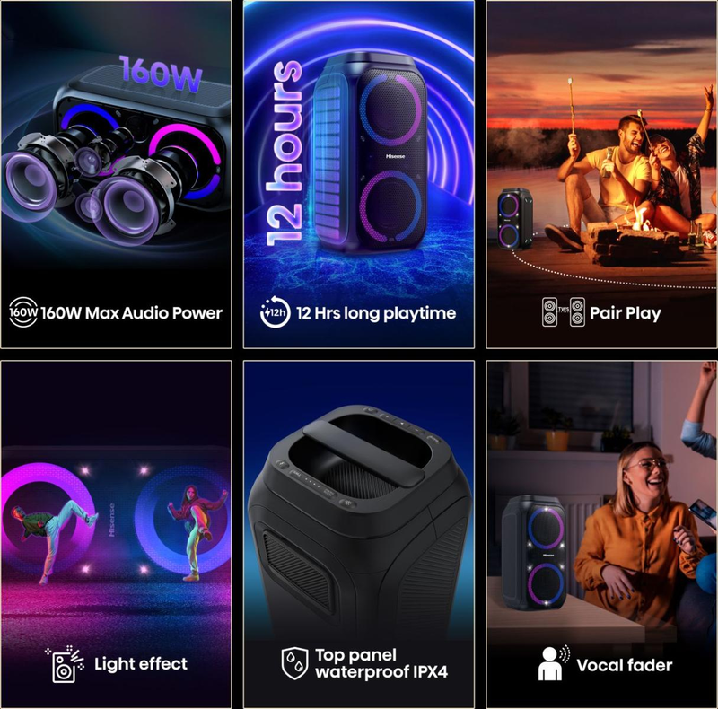 Hisense party rocker 160 &phi;&omicron;&rho;&eta;&tau;ό &eta;&chi;&epsilon;ί&omicron; karaoke 160w έ&omega;&sigmaf; 12 ώ&rho;&epsilon;&sigmaf;-null