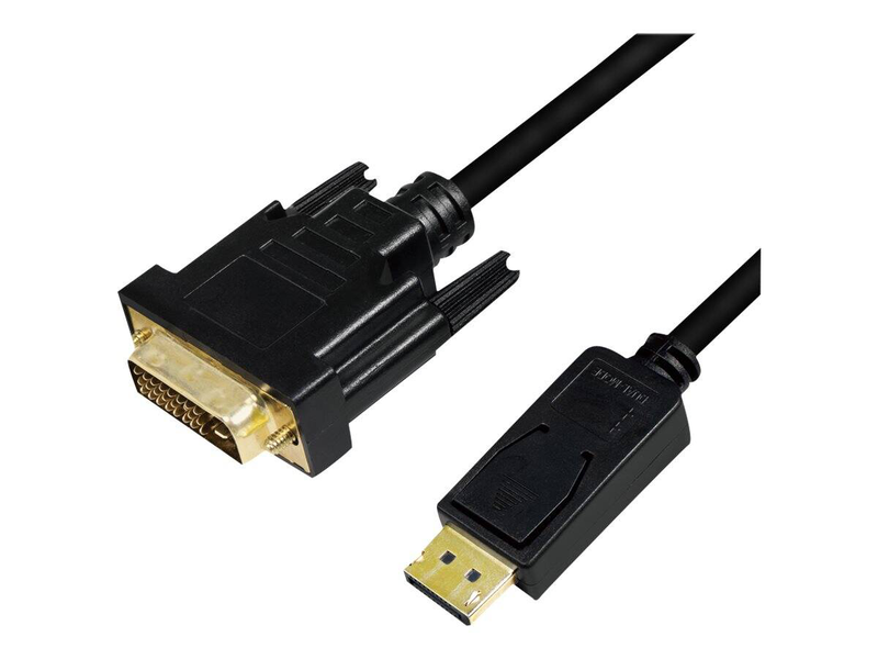 Logilink - adapter cable - displayport (m) latched to dvi-d (m) - displayport 1.2 - 3 m - thumbscrews, 1080p support - black-null