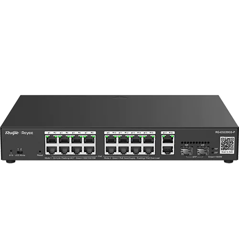 Reyee rg-es220gs-p 20-port gigabit managed poe+ switch (16x poe+, 250w), , medium-null