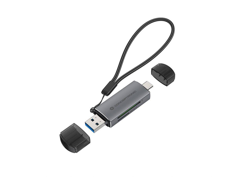 Conceptronic 2-in-1 USB 3.0 dual plug card reader, sd/microsd 3.0, uhs-i, , medium-null