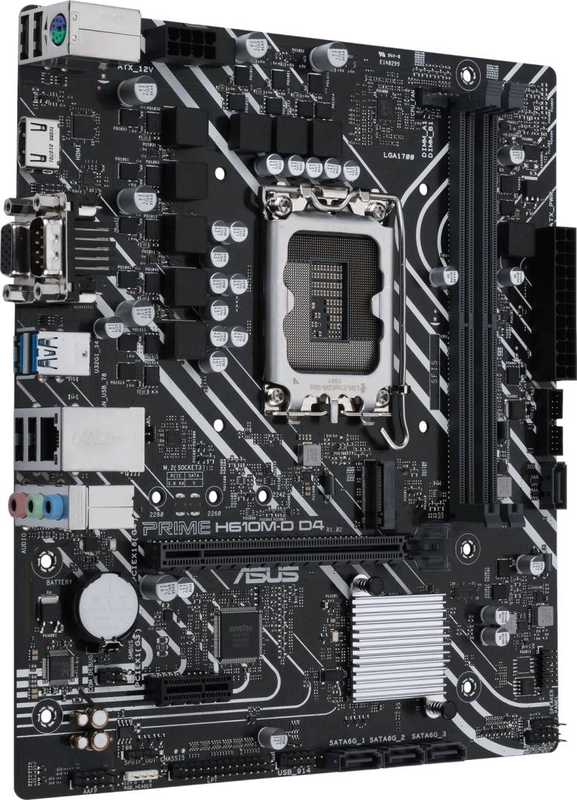 Asus prime h610m-d d4 micro-atx motherboard lga 1700 intel h610 ddr4 pcie 4.0 m.2 HDMI vga gbe lan black-null