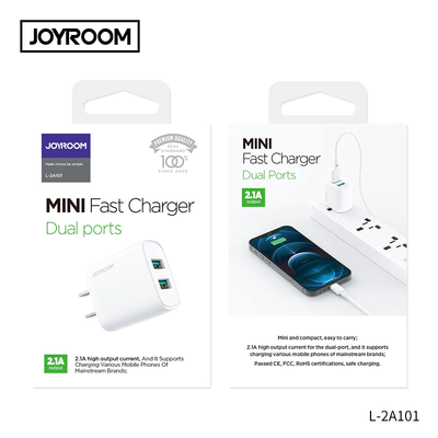 L-2a101 2.1a dual ports mini fast charger white, , medium
