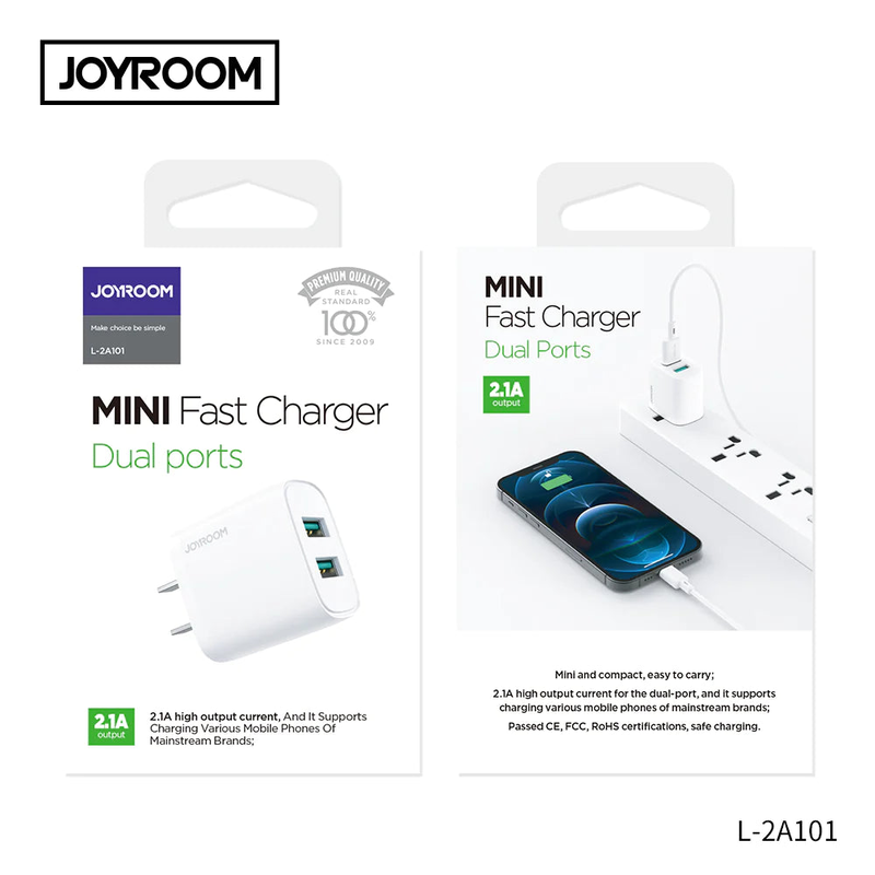 L-2a101 2.1a dual ports mini fast charger white, , medium-null