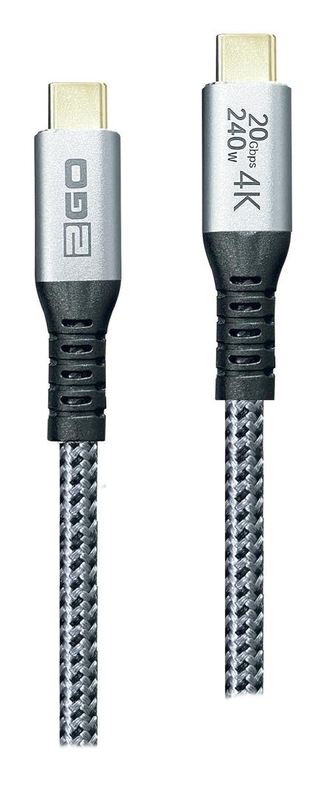 2go 797514, 1.2 m, USB c, USB c, USB 3.2 Gen 2x2, 20GBit/s, black, silver-null