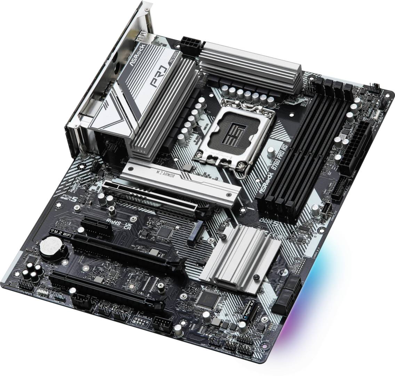 Asrock b760 pro rs atx motherboard lga 1700 intel b760 ddr5 pcie 5.0 x16 triple m.2 2.5GBe USB-c HDMI dp black-null