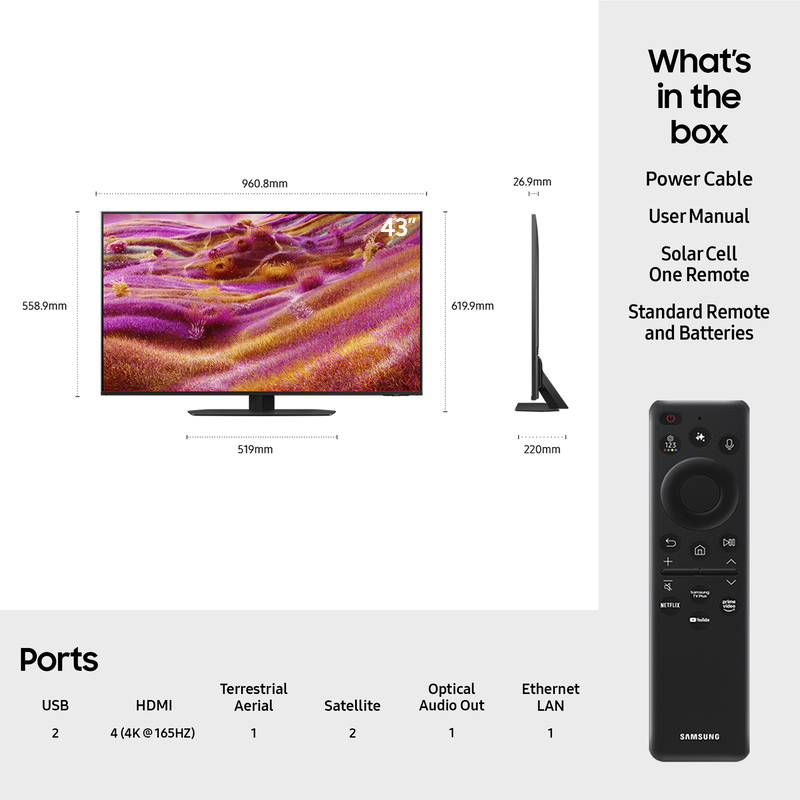 Samsung smart TV 43" 4k neo QLED qe43qn90fa-null