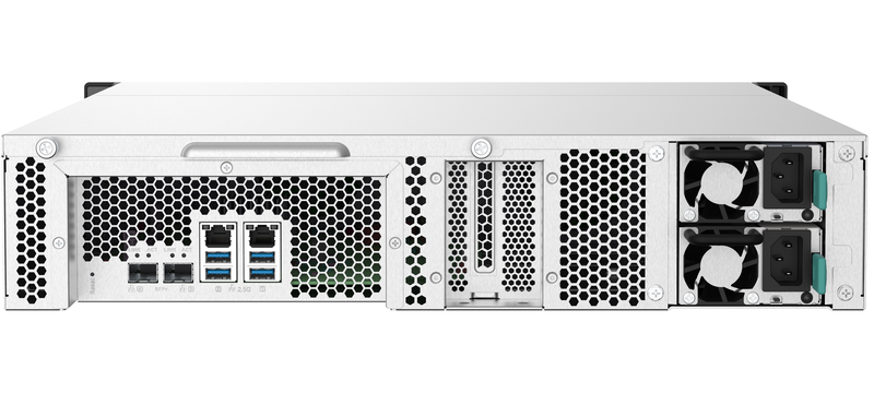 Qnap nas 8-bay rackmounted anl quad-core, 4GB ram, redundant psu, pcie slot, 10GBe sfp+ & 2.5GBe ts-832pxu-rp, , medium-null
