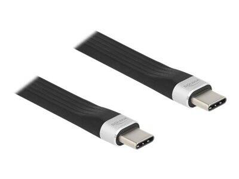 Delock / USB cable / USB-c (m) to USB-c (m) / USB 3.2 Gen 2 / 3 a / 13.5 cm / flat / black-null