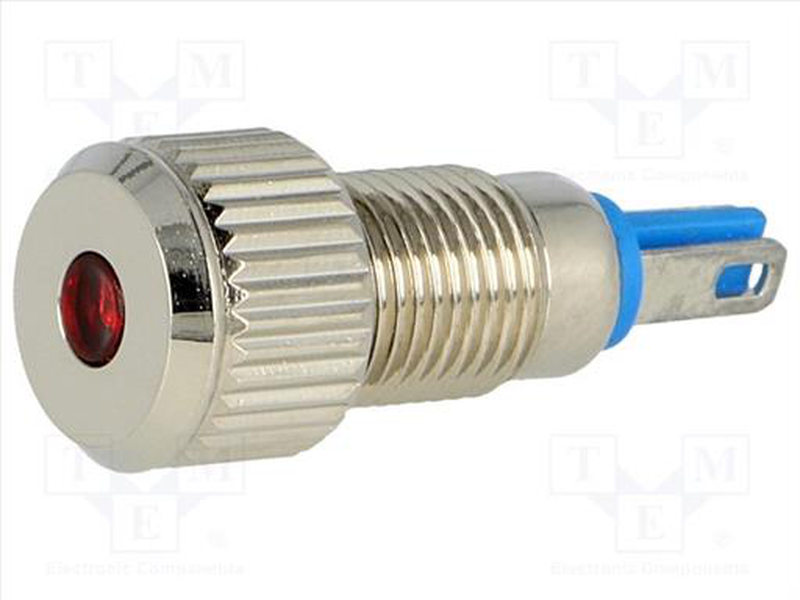 Indicator led flat 12vdc red &oslash;8mm  for soldering, , medium-null