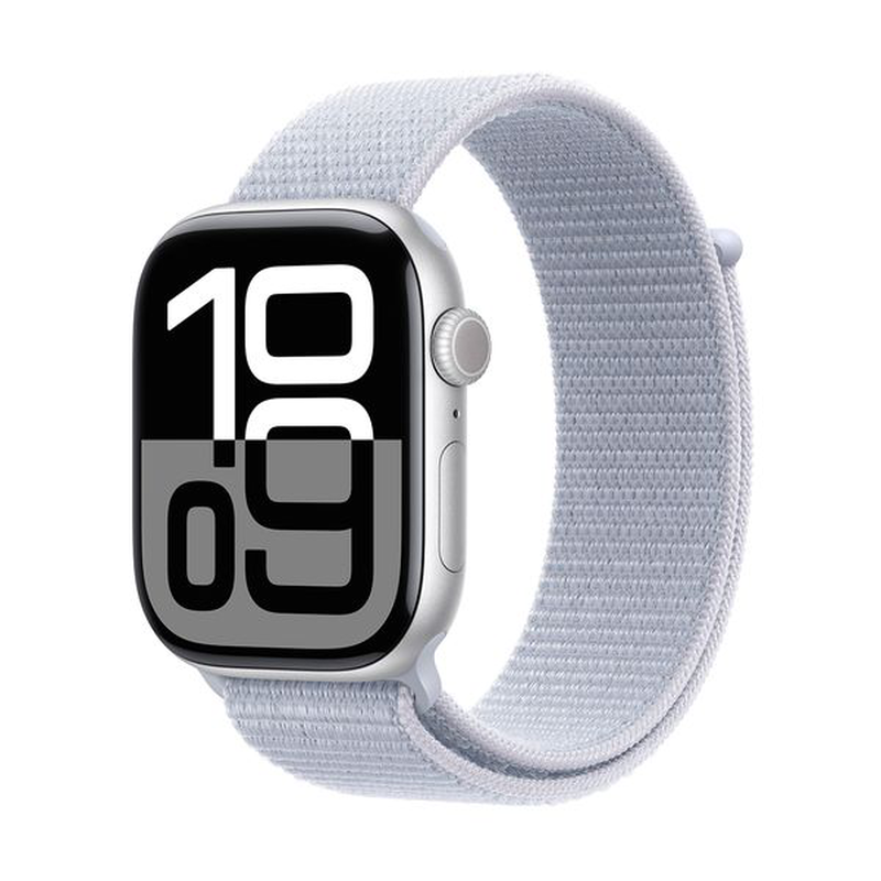 Watch series 10 GPS 46mm silver aluminium case with blue cloud sport loop image number null