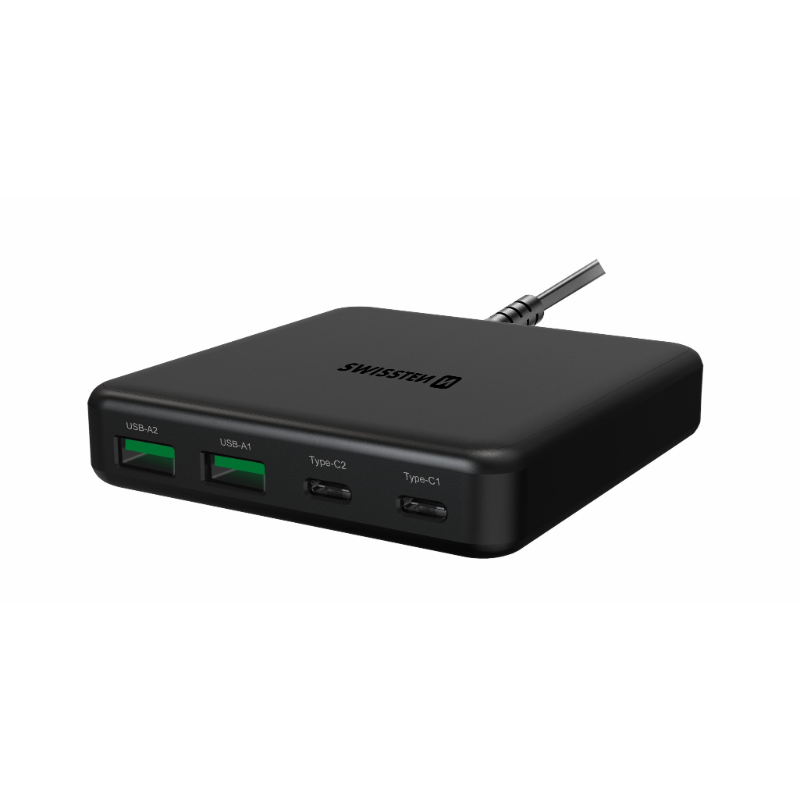 Swissten compact gan desktop charger - black, , medium-null