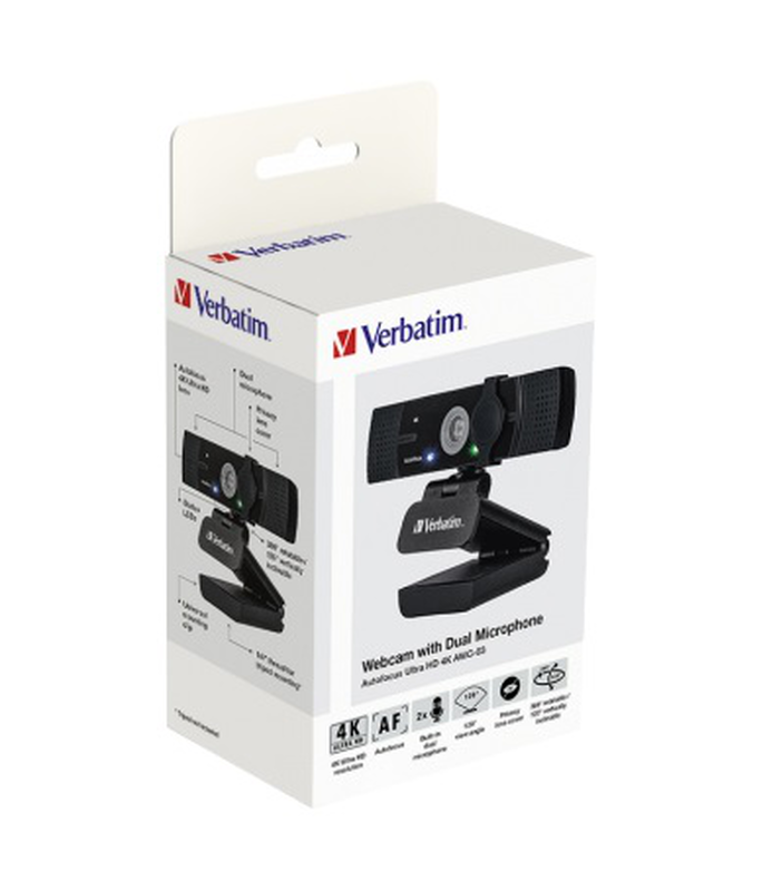 Verbatim webcam 4k autofocus wide angle with dual microphone awc-03 image number null