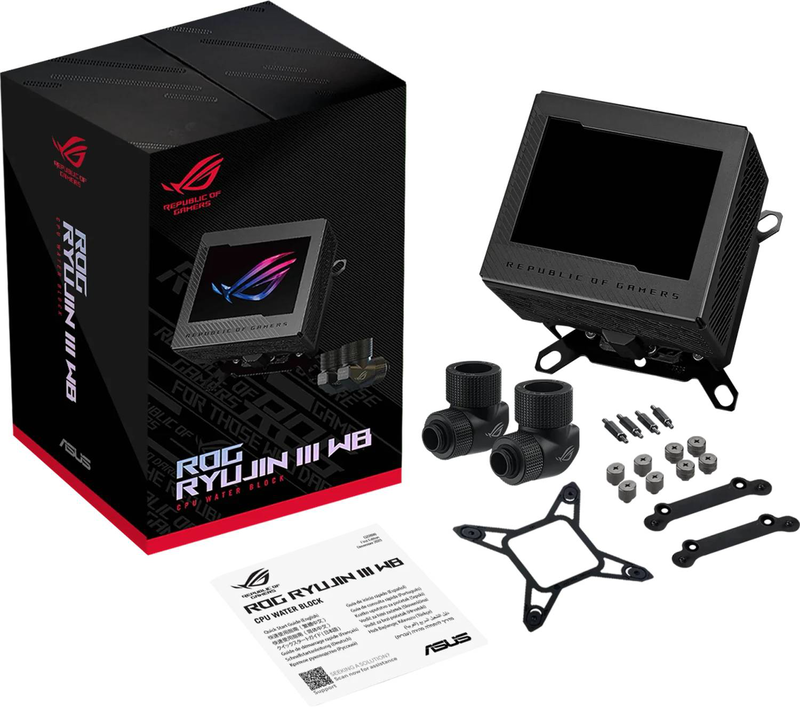 Asus rog ryujin III wb CPU water block custom loop 3.5 inch lcd copper cold plate embedded vrm fan lga1700 am5 am4 black-null