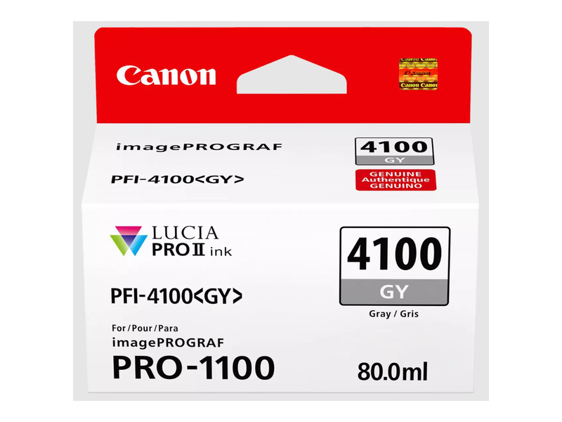 Canon pfi-4100 gy - 80 ml - grey - original - hanging box - ink tank - for imageprograf pro-1100, , medium-null