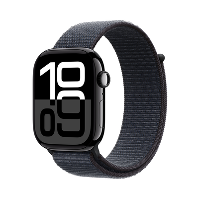 Apple watch series 10 GPS 46mm black aluminium case with black sport loop, Black, medium