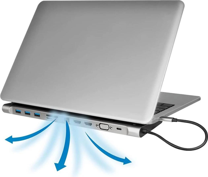Logilink ua0373 USB-c 11-in-1 docking station 2x HDMI vga 4k triple display gigabit lan card reader 3x USB 100w pd-null