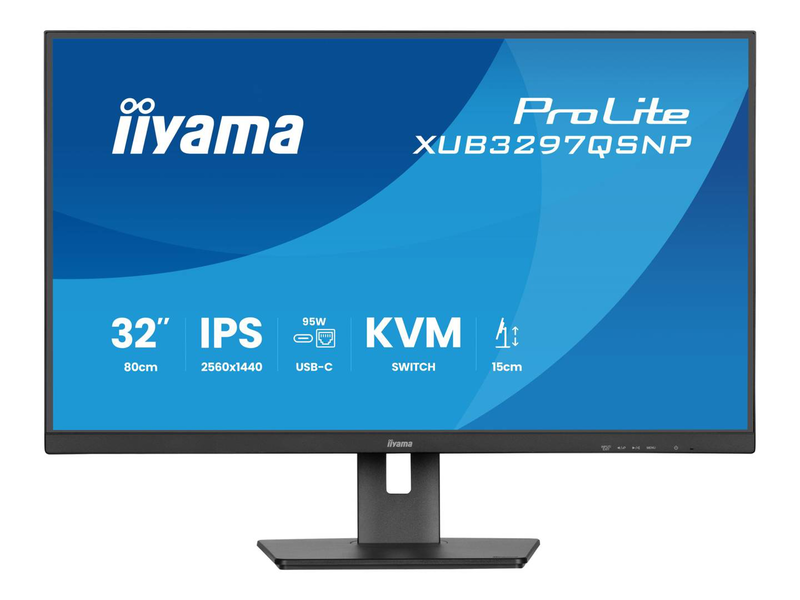 Iiyama prolite xub3297qsnp-b1 32" qhd 2560x1440 100hz ips USB-c 95w dock kvm rj45 lan business monitor daisy-chain speakers matte black-null