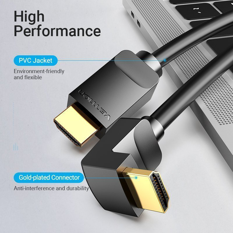 Vention HDMI cable right angle 90 degrees 3.0m aarbi, , medium-null