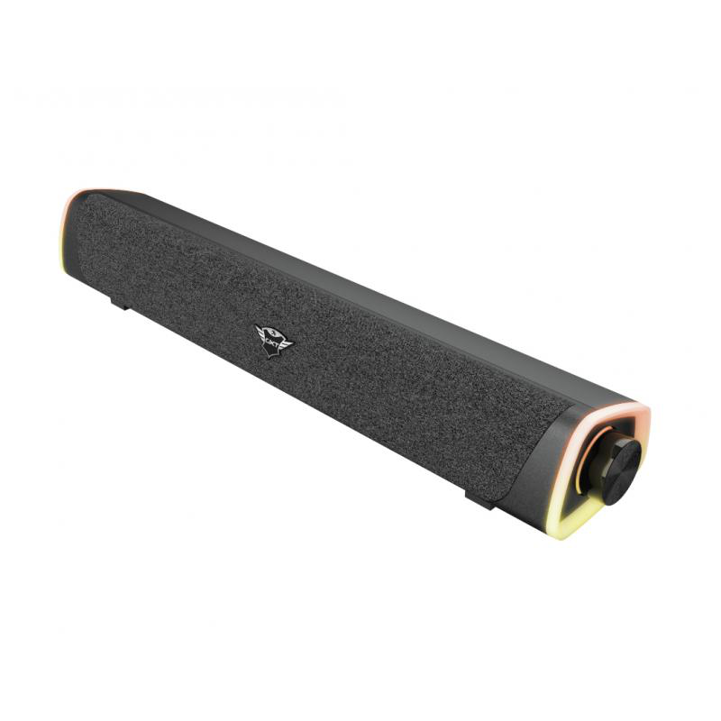 Trust rgb led gaming soundbar speaker 12w USB&3.5mm gxt620 black  24482, , medium-null