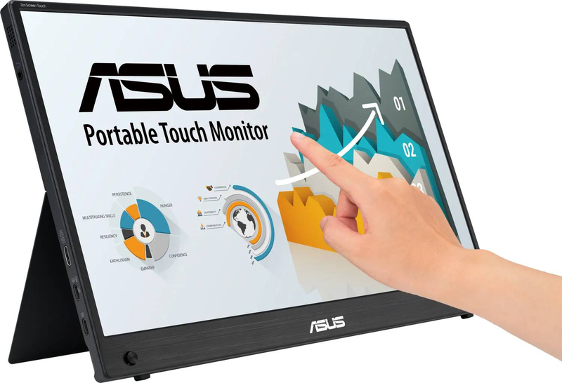 Asus zenscreen / led monitor / 16" (15.6" viewable) / portable / touchscreen / 1920 x 1080 full HD (1080p) @ 60 hz / ips / 250 cd/m&sup2; / 700:1 / 5 ms / mini HDMI, 2xUSB-c / speakers, , medium-null