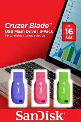 Sandisk cruzer blade 3 pack 16GB USB 2.0, , medium