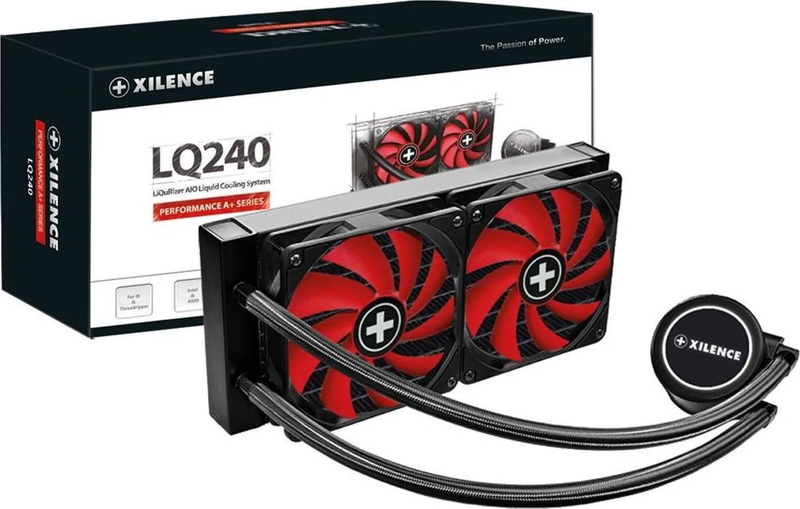 Xilence liqurizer lq240 xc975 240mm aio liquid CPU cooler 300w tdp 2x 120mm pwm fans intel AMD am5 black-null