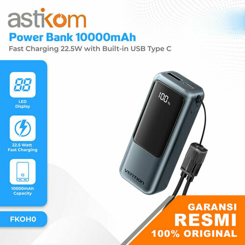 Mini power bank vention 10.000mAh dash series grey, , medium-null