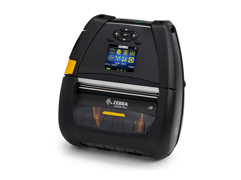 Zebra zq630 plus rfid mobile dt label printer zq63-ruwae14-00 4-inch 203dpi Wi-Fi 5 bluetooth USB rs-232 ip54 black-null
