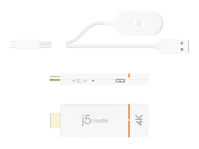J5create jvaw76-n screencast 4k wireless display adapter HDMI Airplay miracast google cast screen mirroring white-null