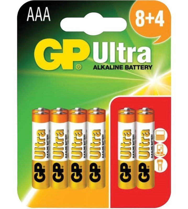 Gp ultra alkaline batteries aaa 8+4 656.016uk, , medium-null
