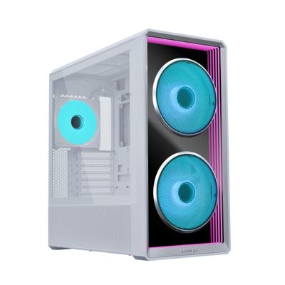 Lian li lancool 217 inf white infinity mirror atx pc case, White, medium