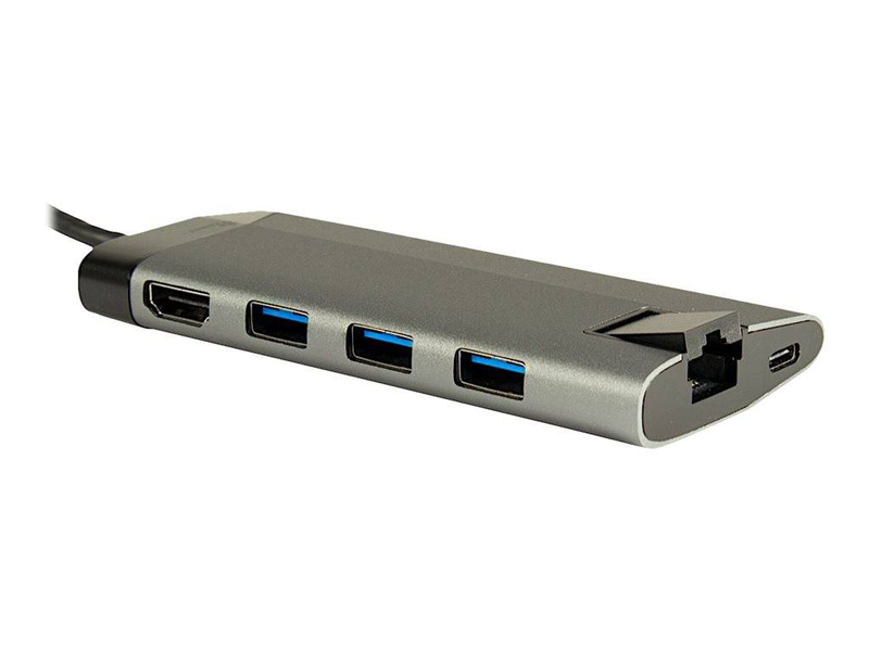 Inter-tech argus gdc-802 | USB-c docking station | HDMI 4k 30hz | 3&times; USB-a 3.0 | gigabit ethernet | sd/microsd card reader | 100w pd | rgb | aluminium, , medium-null