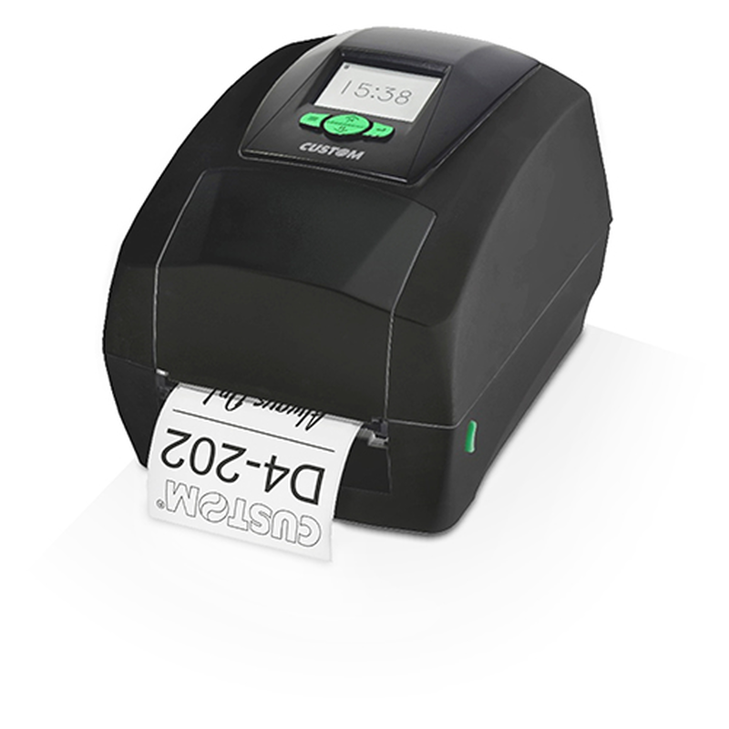 Custom d4 202 desktop label printer 4" 104mm direct thermal transfer 203dpi 5ips USB serial ethernet 2.8" colour lcd black-null