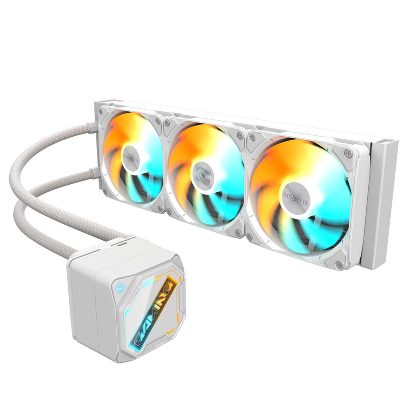 Gigabyte gaming 360 ice argb liquid CPU cooler 360mm aio white triple 120mm ez-chain fans copper base-null