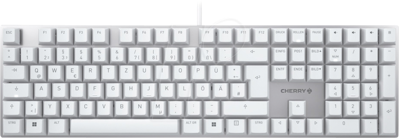 Cherry kc 200 mx - keyboard - USB - qwertz - german - key switch: cherry mx2a silent red - white - plastic free packaging, , medium-null