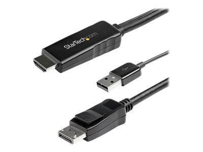 Startech.com 3m HDMI to displayport adapter cable with USB power / 4k 30hz active HDMI to dp 1.2 converter (hd2dpmm3m) / video cable / displayport / HDMI / HDMI, USB (power only) (m) to displayport (m) / 3 m / black / 4k support, active, , medium-null
