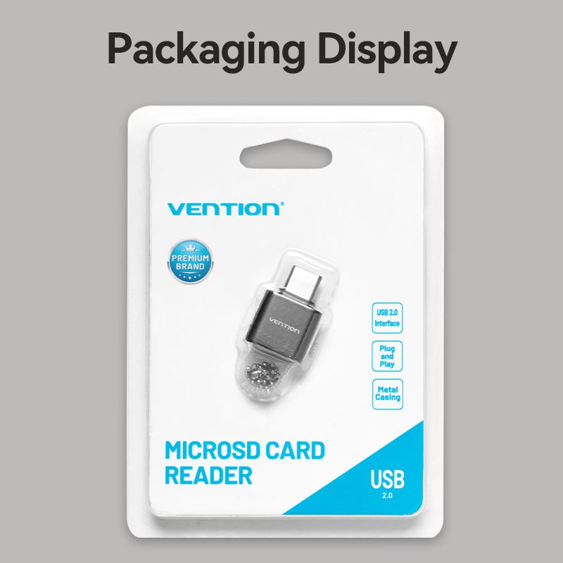 Vention clmh0 metal USB-c card reader for micro sd cards, , medium-null