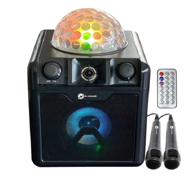 Product image: N-gear disco block 410 φορητό ηχείο καραόκε με discoball & 2 ενσύρματα μικρόφωνα, , medium-null