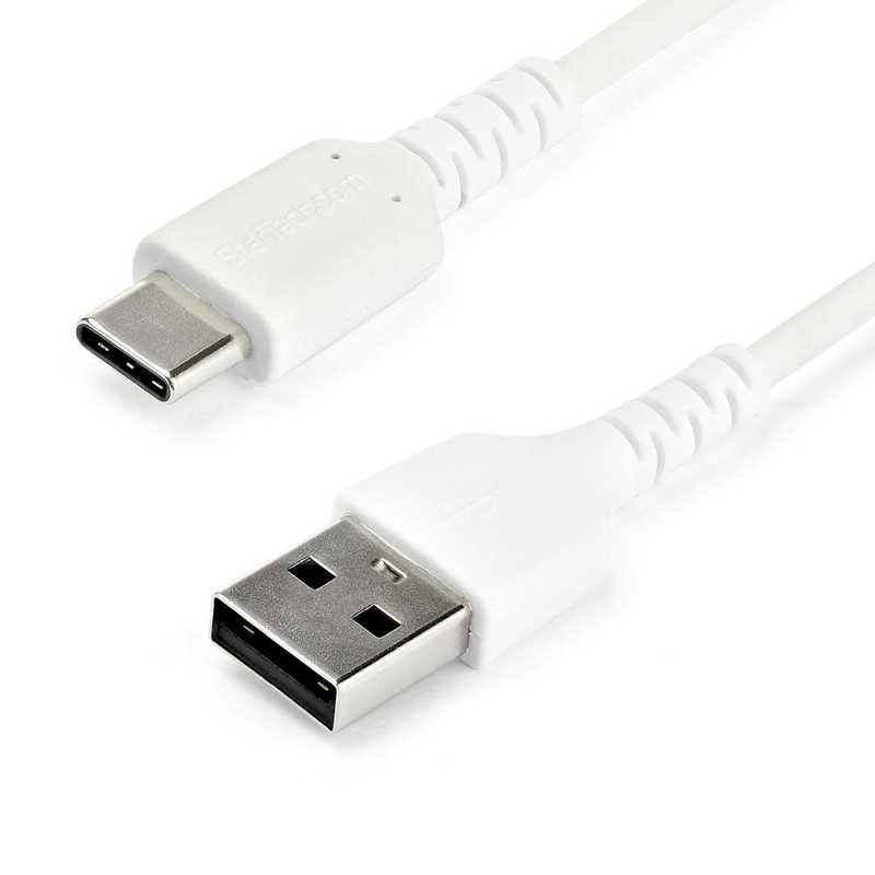 Startech.com 2m USB a to USB c charging cable, durable fast charge & sync USB 2.0 to USB type c data cord, rugged tpe jacket aramid fiber m/m 3a white, samsung s10, s20, ipad pro, pixel - heavy duty and rugged - USB cable - USB (m) straight to 24 pin-null