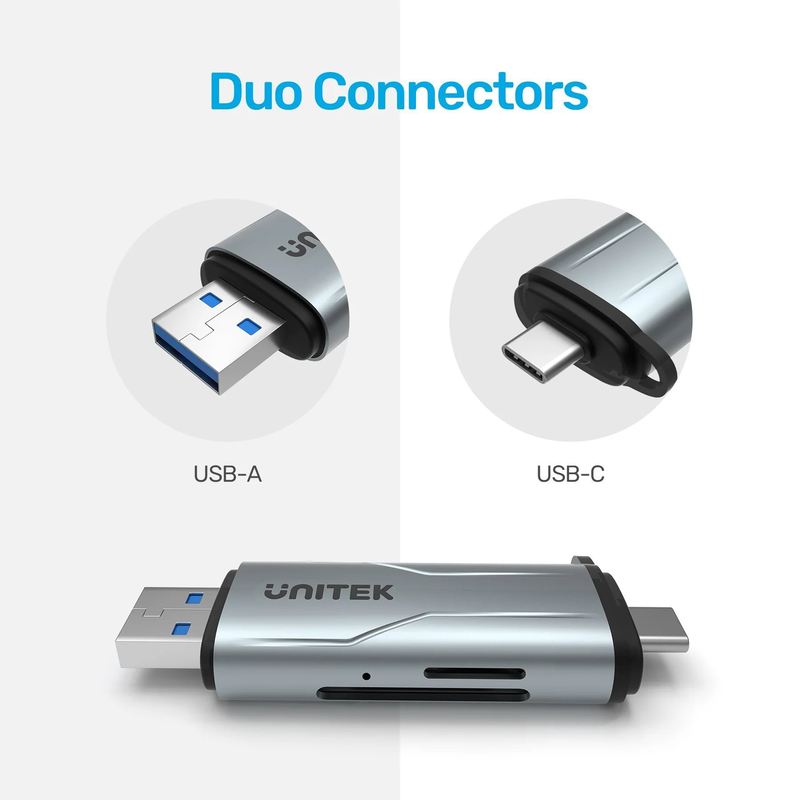 Unitek r1010a card reader USB-a/c 3.0 to micro sd/sd, , medium-null