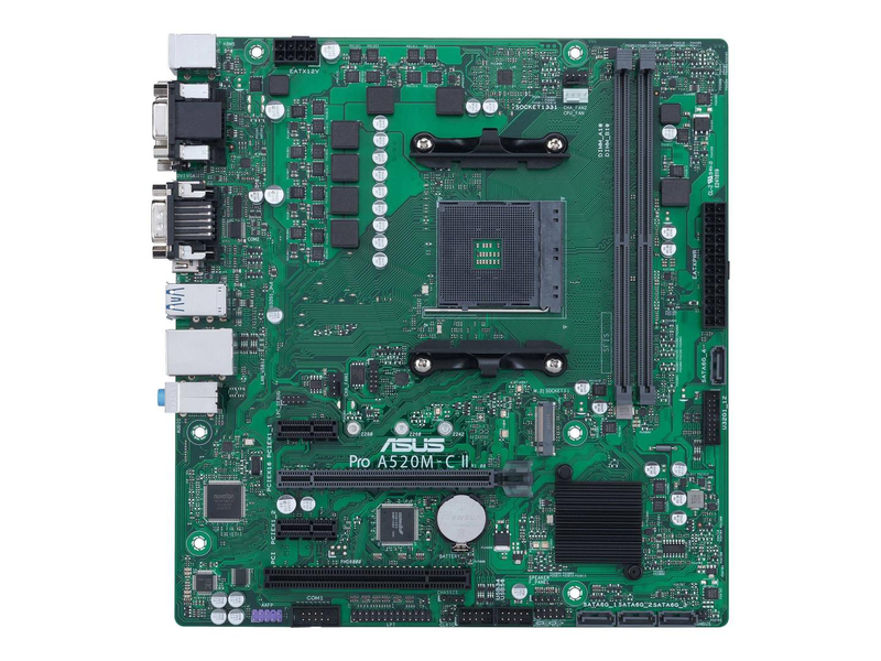 Asus pro a520m-c ii/csm business micro-atx motherboard socket am4 AMD a520 ddr4 pcie 3.0 m.2 quad display gbe black-null