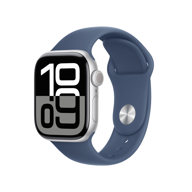 Apple watch series 10 GPS 42mm silver aluminium case with blue silicone band - s/m-null